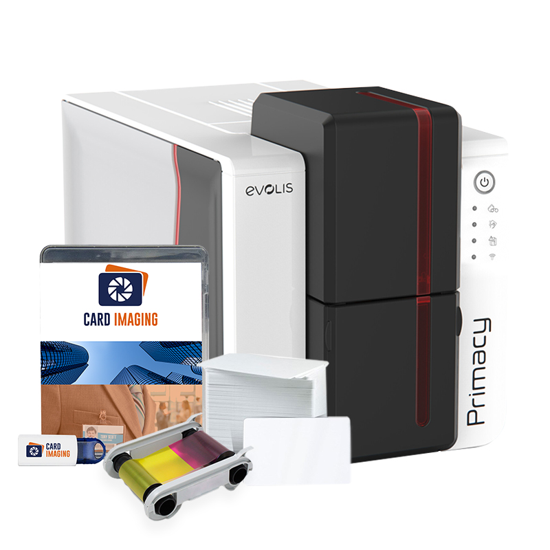 Evolis Primacy 2 Dual-Sided ID Card Printer & Supplies Bundle Badge Machine