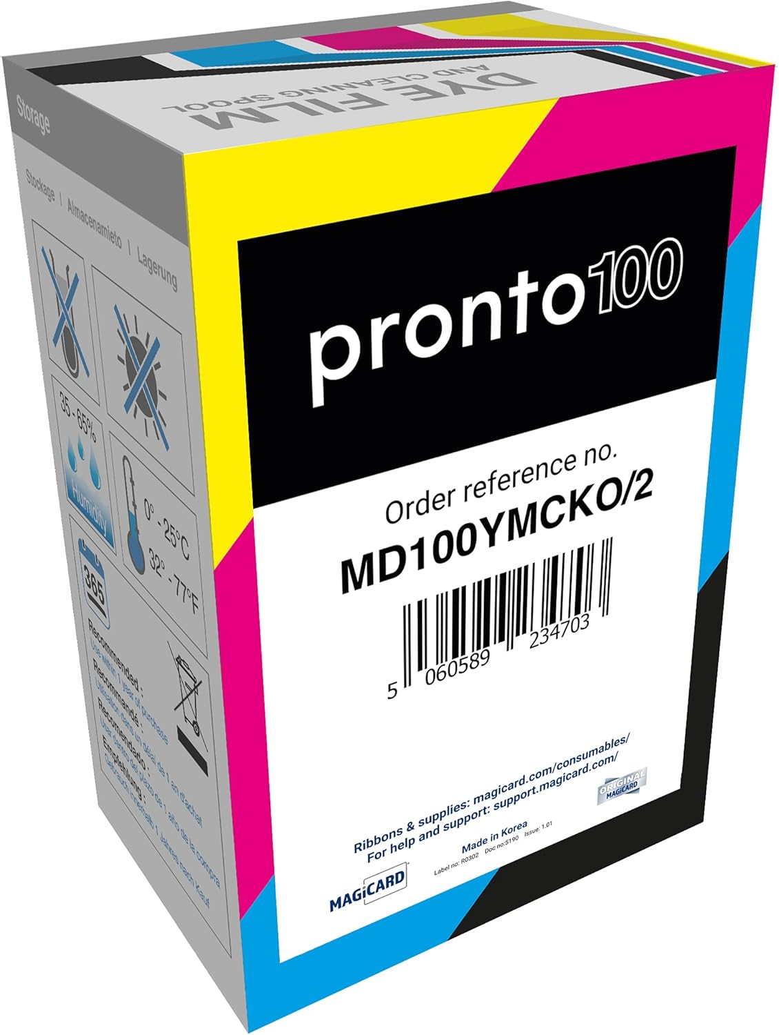 Magicard MD100YMCKO Color Ribbon, for Pronto 100 Printer - 100 Prints, retail packaging