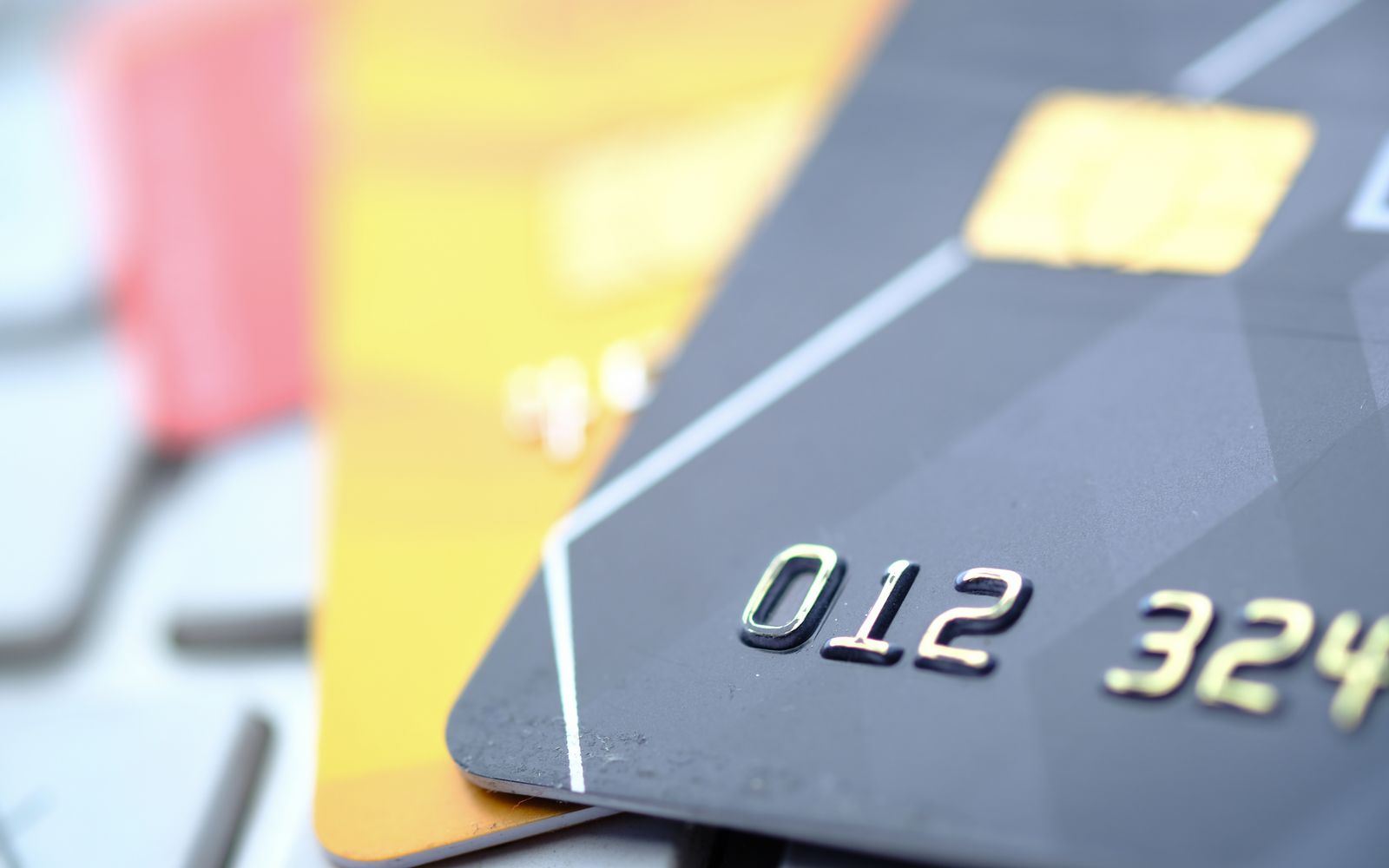 High-quality close-up of credit and debit cards, highlighting technology and security.