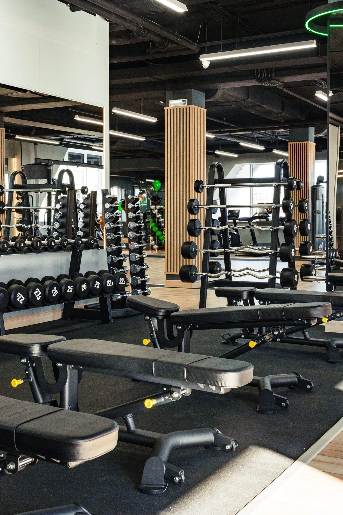 Modern gym interior with workout equipment
