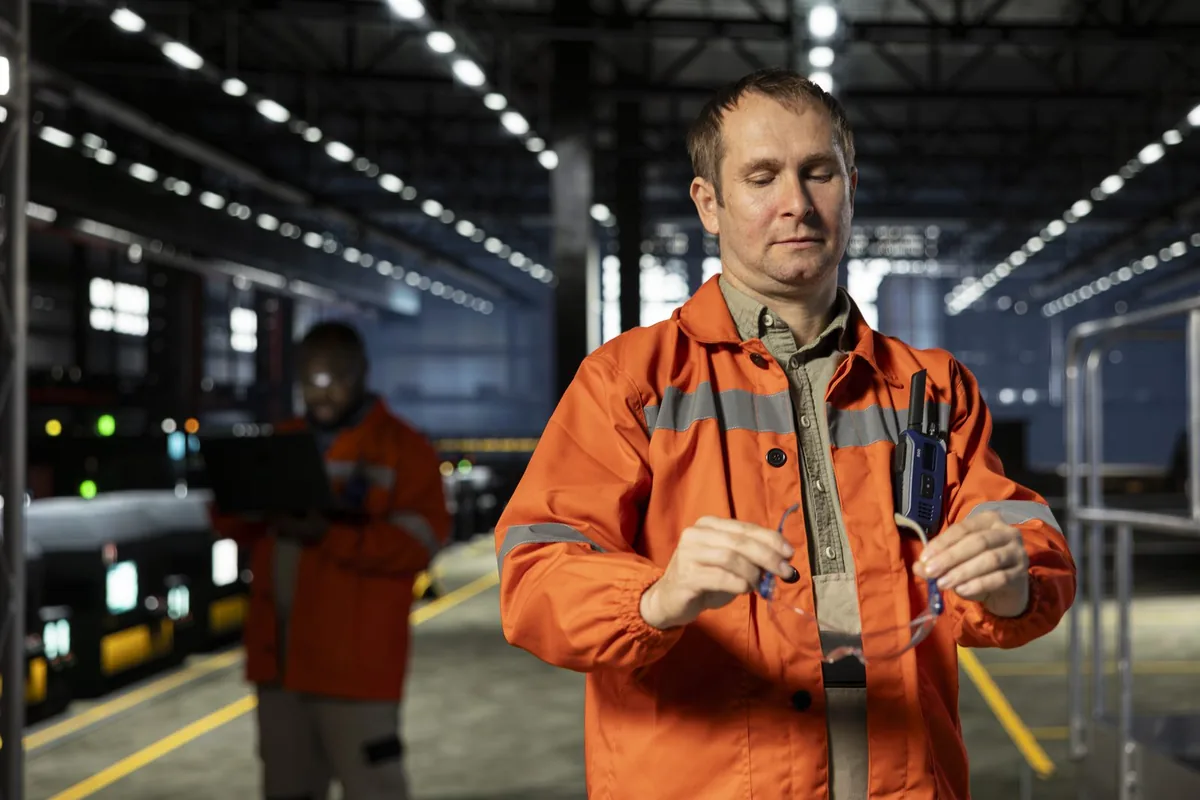 Engineer supervising machinery on the plant floor