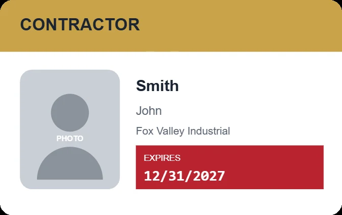 Contractor badge template, front