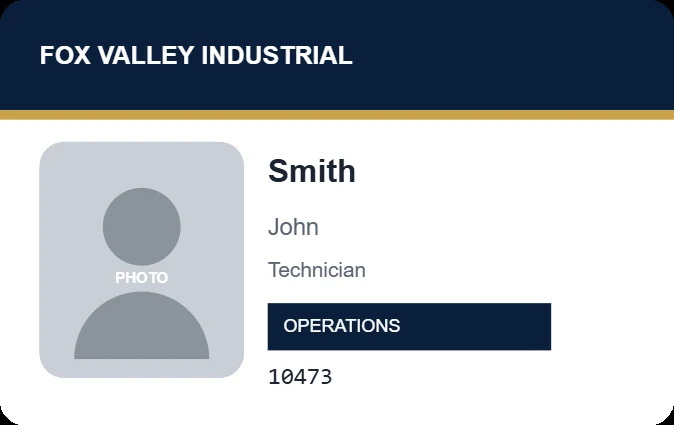 Employee ID card template, front