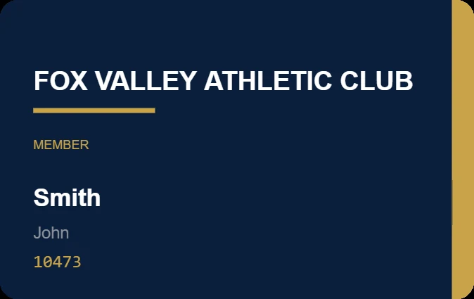 Membership card template, front