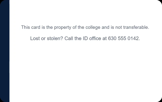 Student ID card template, back