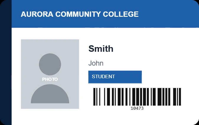 Student ID card template, front
